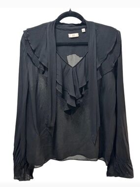 Aritzia Little Moon Black Gazania Ruffle Blouse *accepting offers